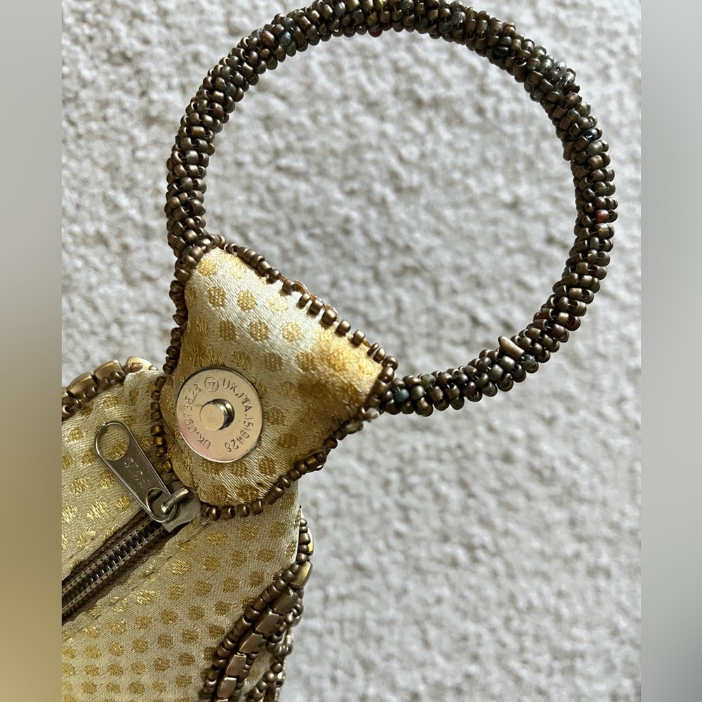 Gold Beaded Evening Wristlet Bag - Picture 6 of 6